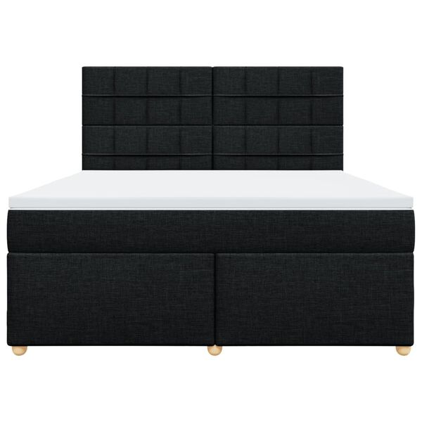 vidaXL Boxspringbett mit Matratze Schwarz 180x200 cm Stoff