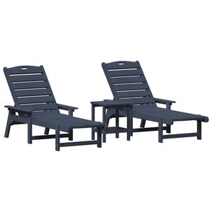 vidaXL Sonnenliege 3 stk. Polyethylen Marineblau