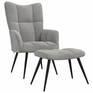 vidaXL Relaxsessel mit Hocker Hellgrau Samt