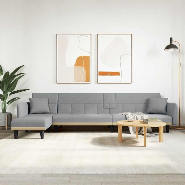 vidaXL Schlafsofa in L-Form Hellgrau 275x140x70 cm Stoff