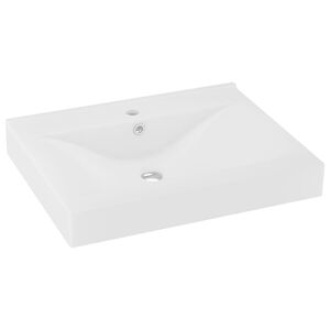 vidaXL Luxus-Waschbecken mit Hahnloch Matt-Wei&szlig; 60x46 cm Keramik