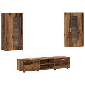 vidaXL TV-Schrankset mit Schubladen FLORIN 3 pcs Altholz Holzwerkstoff
