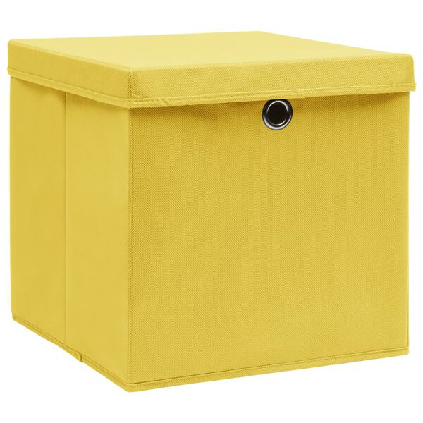 vidaXL Aufbewahrungsboxen mit Deckeln 10 Stk. 28x28x28 cm Gelb