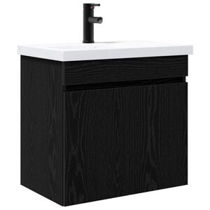 vidaXL Badezimmer Waschtischunterschrank mit Wasserhahn Schwarze Eiche