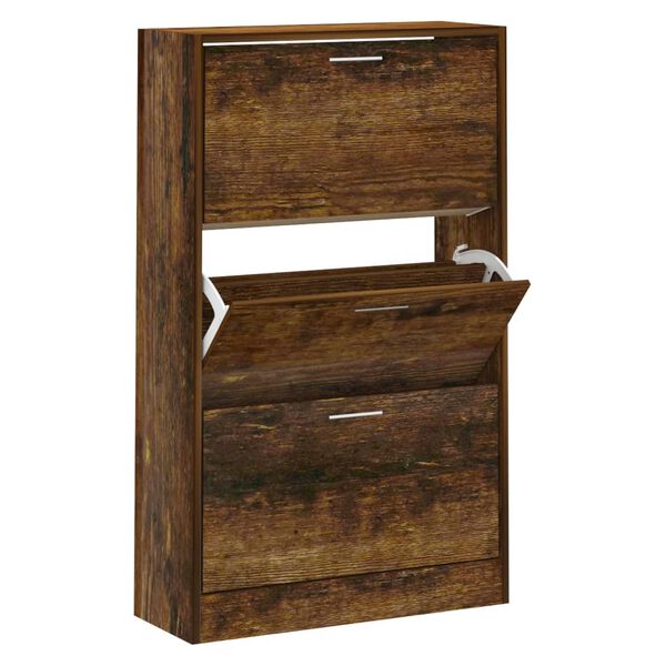 vidaXL Schuhschrank R&auml;uchereiche 63x24x103 cm Holzwerkstoff