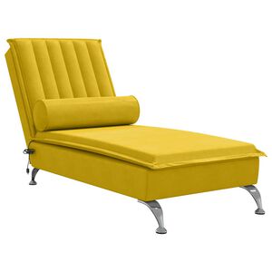 vidaXL Massage-Chaiselongue mit Nackenrolle Gelb Samt