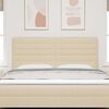 vidaXL LED Kopfteil mit LED-Lichtleisten Creme 180 cm Polyester