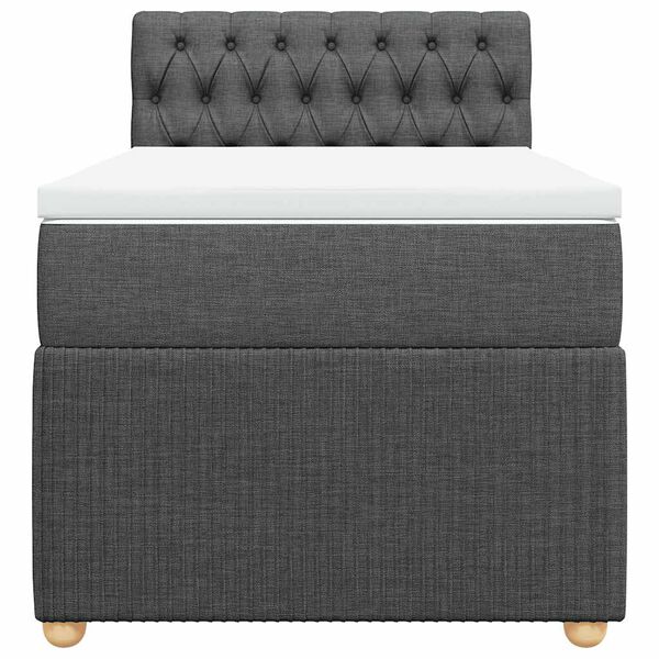 vidaXL Boxspringbett mit Matratze Dunkelgrau 90x190 cm Stoff