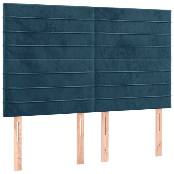 vidaXL Kopfteil Dunkelblau 144x5x118/128 cm Samt
