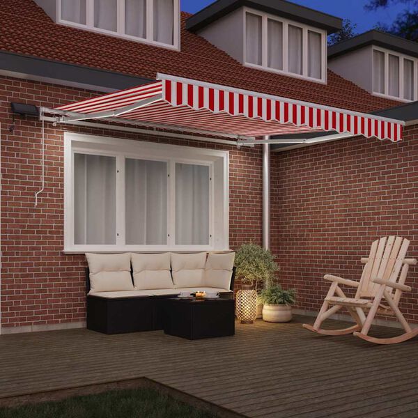 vidaXL Einziehbare Markise Rot und Wei&szlig; 350 x 250 cm Stoff und Stahl