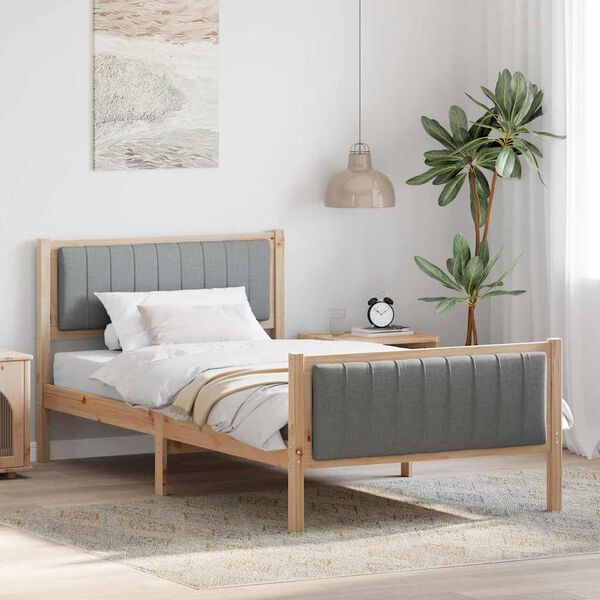 vidaXL Bettgestell Braun und hellgrau 100 x 200 cm Massivholz Kiefer