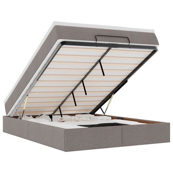 vidaXL Ottoman-Bett mit Matratze Taupe 140x190 cm Stoff