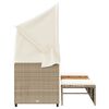 vidaXL Outdoor-Sofa 3-Sitzer mit Dach und Hockern Beige Poly Rattan