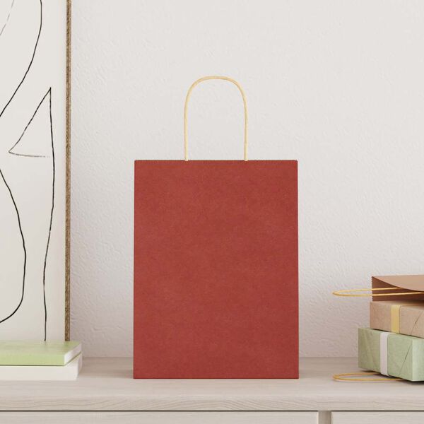 vidaXL Papiertragetaschen 50 Stk. mit Henkeln Rot 21x11x28 cm