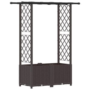 vidaXL Hochbeet mit Rankgitter und Dach Braun 124,5 x 40 x 136 cm PP
