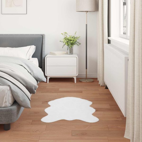 vidaXL Kunstfell Hasen Teppich Olite Wei&szlig; 80 x 120 cm Polyester