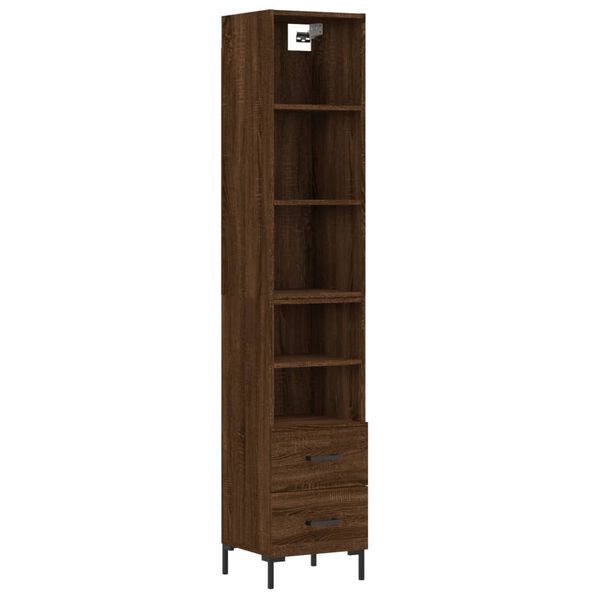 vidaXL Highboard Braun Eichen-Optik 34,5x34x180 cm Holzwerkstoff