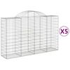 vidaXL Gabionen mit Hochbogen 5 Stk. 200x50x120/140cm Verzinktes Eisen