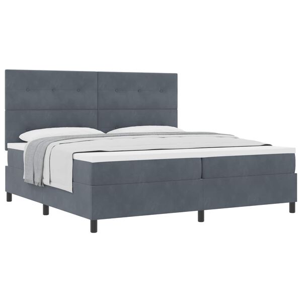 vidaXL Boxspringbett mit Matratze Dunkelgrau 200 x 200 cm Samt