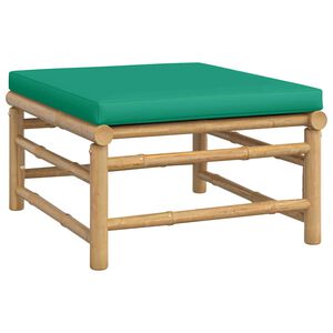 vidaXL Gartenhocker mit Gr&uuml;nem Kissen Bambus