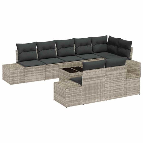 vidaXL Gartensofa-set mit Speicher Hellgrau Poly Rattan