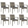vidaXL 7-tlg. Garten-Essgruppe mit Kissen Grau Poly Rattan