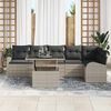 vidaXL Garten-Sofa-Set mit Kissen 7 pcs Hellgrau Poly Rattan