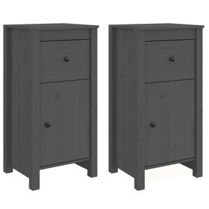 vidaXL Sideboards 2 Stk. Grau 40x35x80 cm Massivholz Kiefer