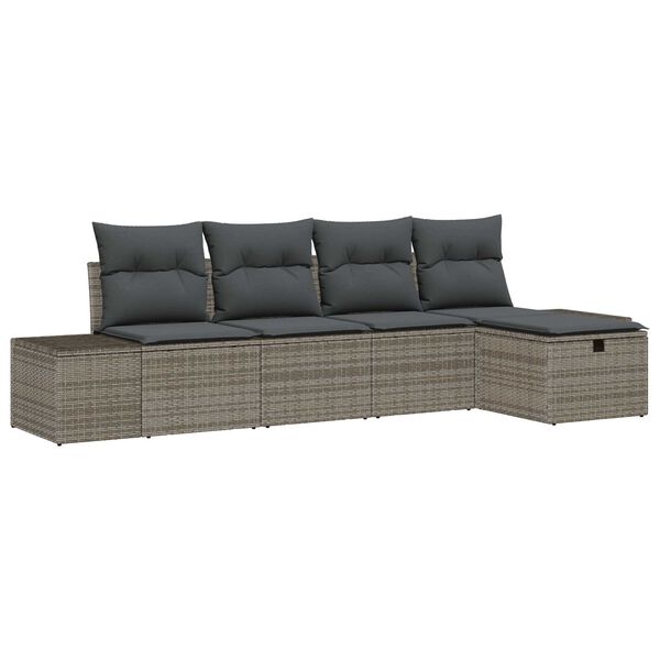 vidaXL Gartensofa-set mit Kissen 5 pcs Grau Poly-Rattan