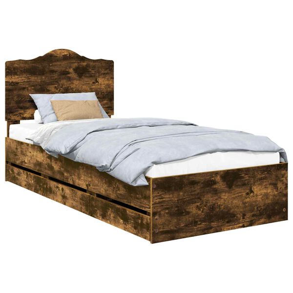 vidaXL Bettrahmen Ger&auml;ucherte Eiche 98,5 x 200 cm Ingenieurs Holz
