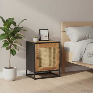 vidaXL Nachttisch 40x30x50 cm Raues Mangoholz und Wiener Geflecht