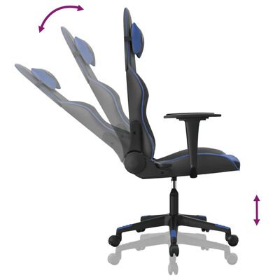 vidaXL Gaming-Stuhl mit Massagefunktion Schwarz und Blau Kunstleder