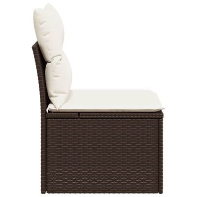 vidaXL Gartensessel ohne Armlehnen mit Kissen Braun Poly Rattan