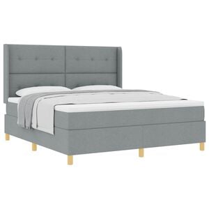 vidaXL Boxspringbett mit Kopfteil Hellgrau 180 x 200 cm Stoff