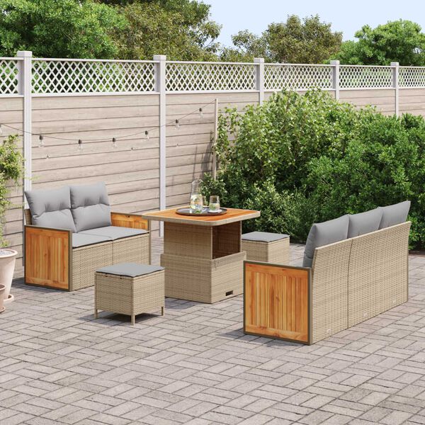vidaXL Garten-Sofa-Set mit Kissen 8 pcs Beige und Hellgrau