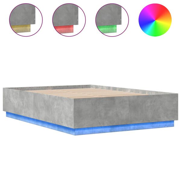 vidaXL Bettgestell mit LED Betongrau 160x200 cm Holzwerkstoff