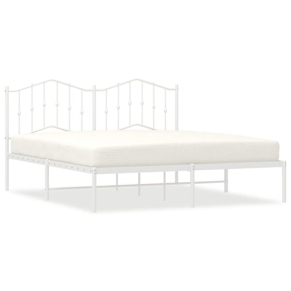 vidaXL Bettgestell mit Kopfteil Metall Wei&szlig; 180x200 cm