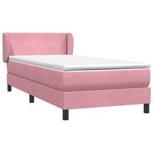 vidaXL Boxspringbett mit Matratze Rosa 100x220 cm Samt