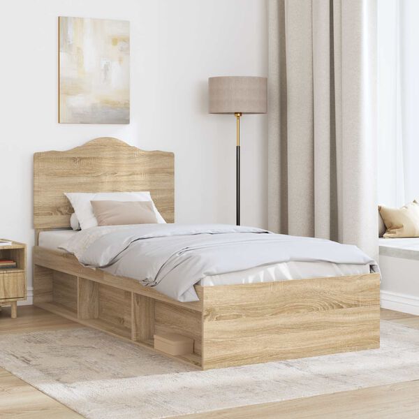 vidaXL Bettrahmen Sonoma-Eiche 75 x 190 cm Massives Kiefernholz