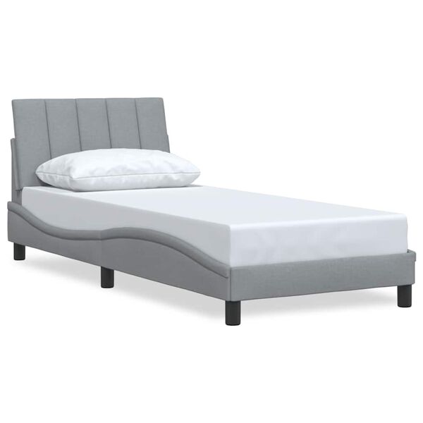 vidaXL Bettgestell ohne Matratze "Hanko" Hellgrau 90x190 cm Stoff