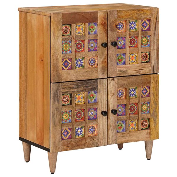 vidaXL Sideboard mit Speicher Natur 60 x 33,5 x 75 cm Massivholz Mango