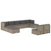 vidaXL 10-tlg. Garten-Lounge-Set mit Kissen Grau Poly Rattan
