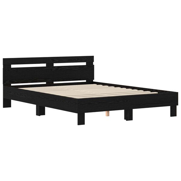 vidaXL Bettrahmen Schwarz Eichen-Optik 120 x 200 cm Holzwerkstoff