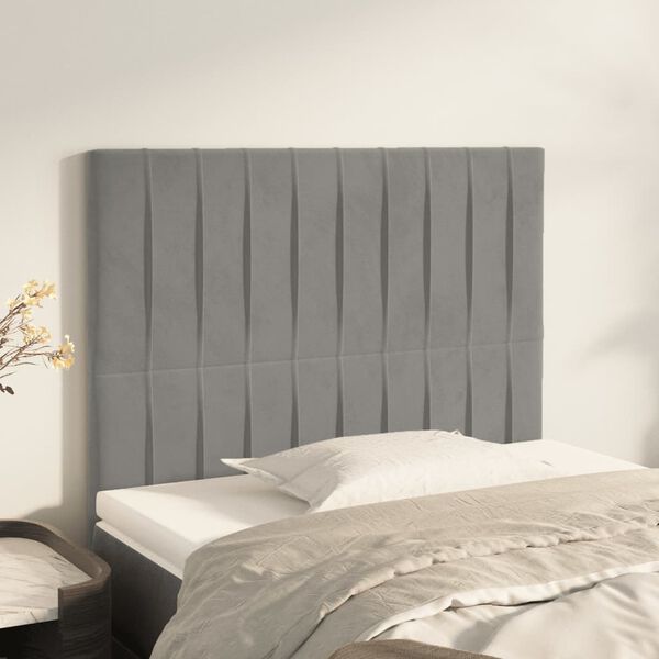 vidaXL Kopfteil Hellgrau 80x5x118/128 cm Samt