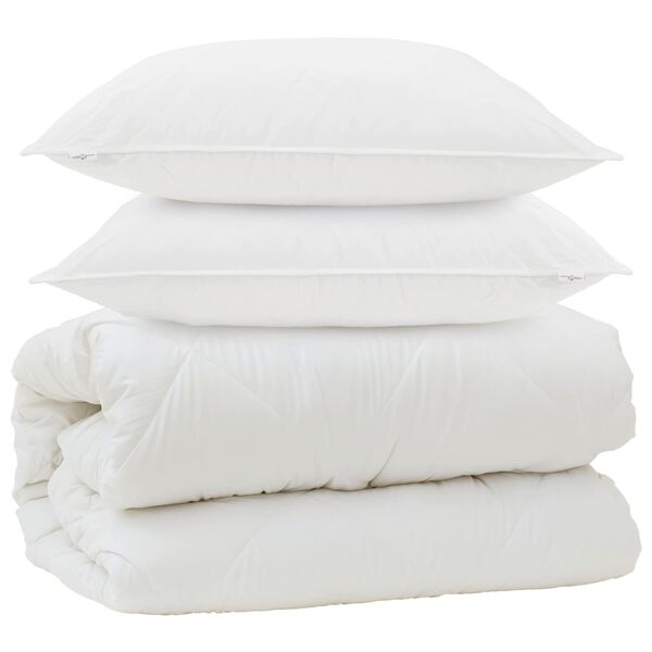 vidaXL Decke mit Kissen mit Kissen 3 pcs Wei&szlig; Mikrofaser