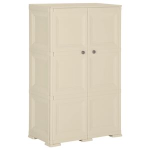 vidaXL Kunststoffschrank 79x43x125 cm Holzdesign Angora-Wei&szlig;