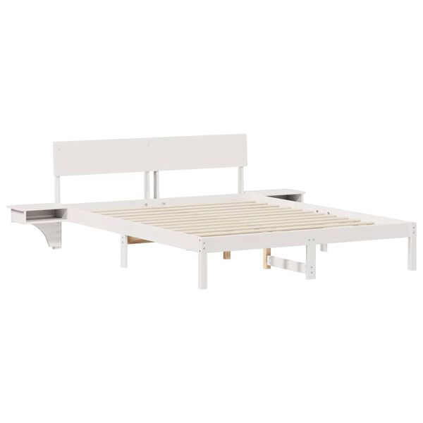 vidaXL Bettrahmen mit Kopfteil Wei&szlig; 150 x 200 cm Massives Kiefernholz