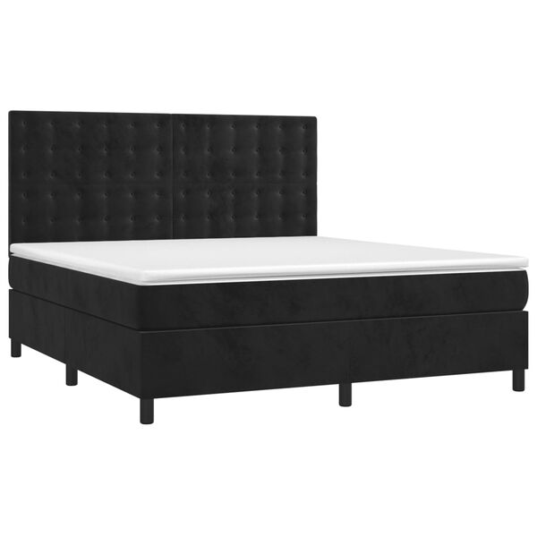 vidaXL Boxspringbett mit Matratze & LED Schwarz 180x200 cm Samt