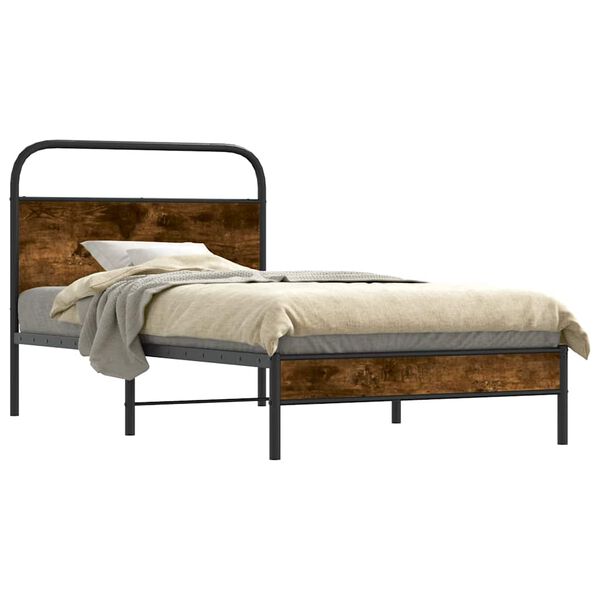 vidaXL Bettgestell ohne Matratze 100x190 cm R&auml;uchereiche Holzwerkstoff