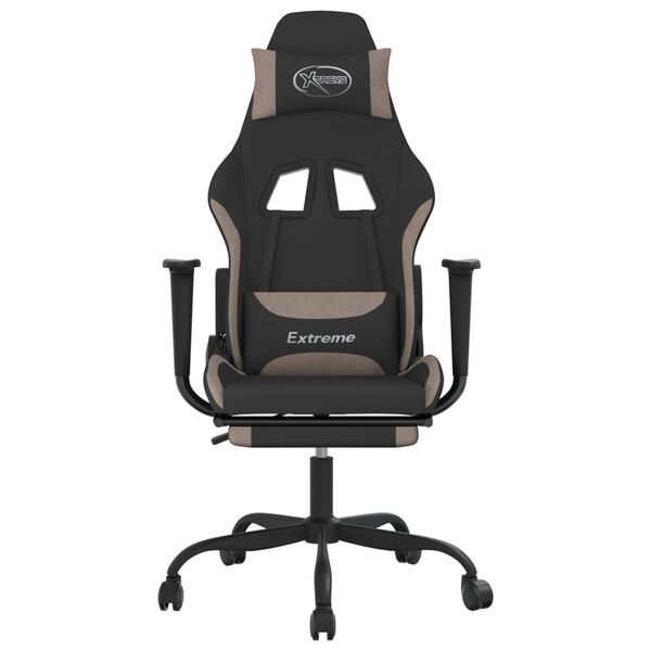 vidaXL Gaming-Stuhl mit Fu&szlig;st&uuml;tze Schwarz und Taupe Stoff